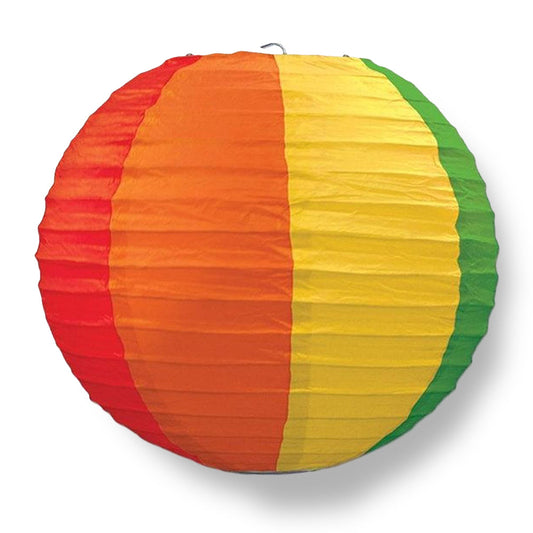 14" Rainbow Multi-Color Paper Lantern, Even Ribbing, Hanging Decoration